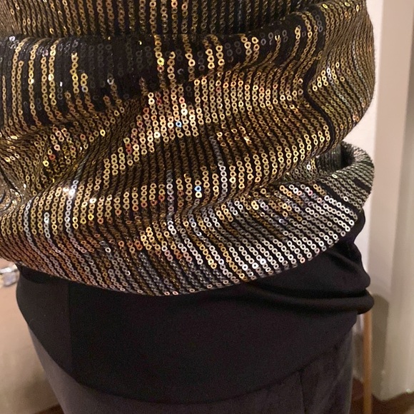 As U Wish black gold silver sequin one shoulder mini dress short tight fitted S‌ - Picture 15 of 15